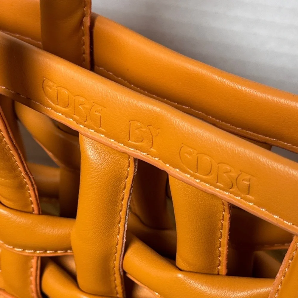 EDRA by EDRA Vegan Leather Orange Woven Mini Handbag Limited Edition Designer‎